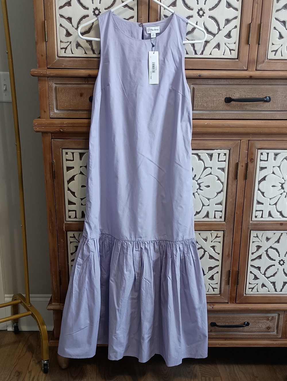 The Drop Lavender Sleeveless Ruffle-Hem Maxi Dress